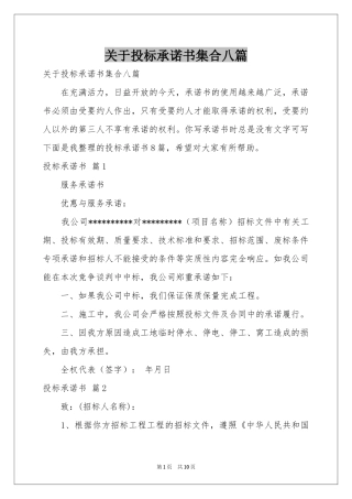 关于投标承诺书集合八篇