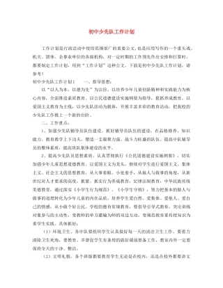 初中少先队工作计划 