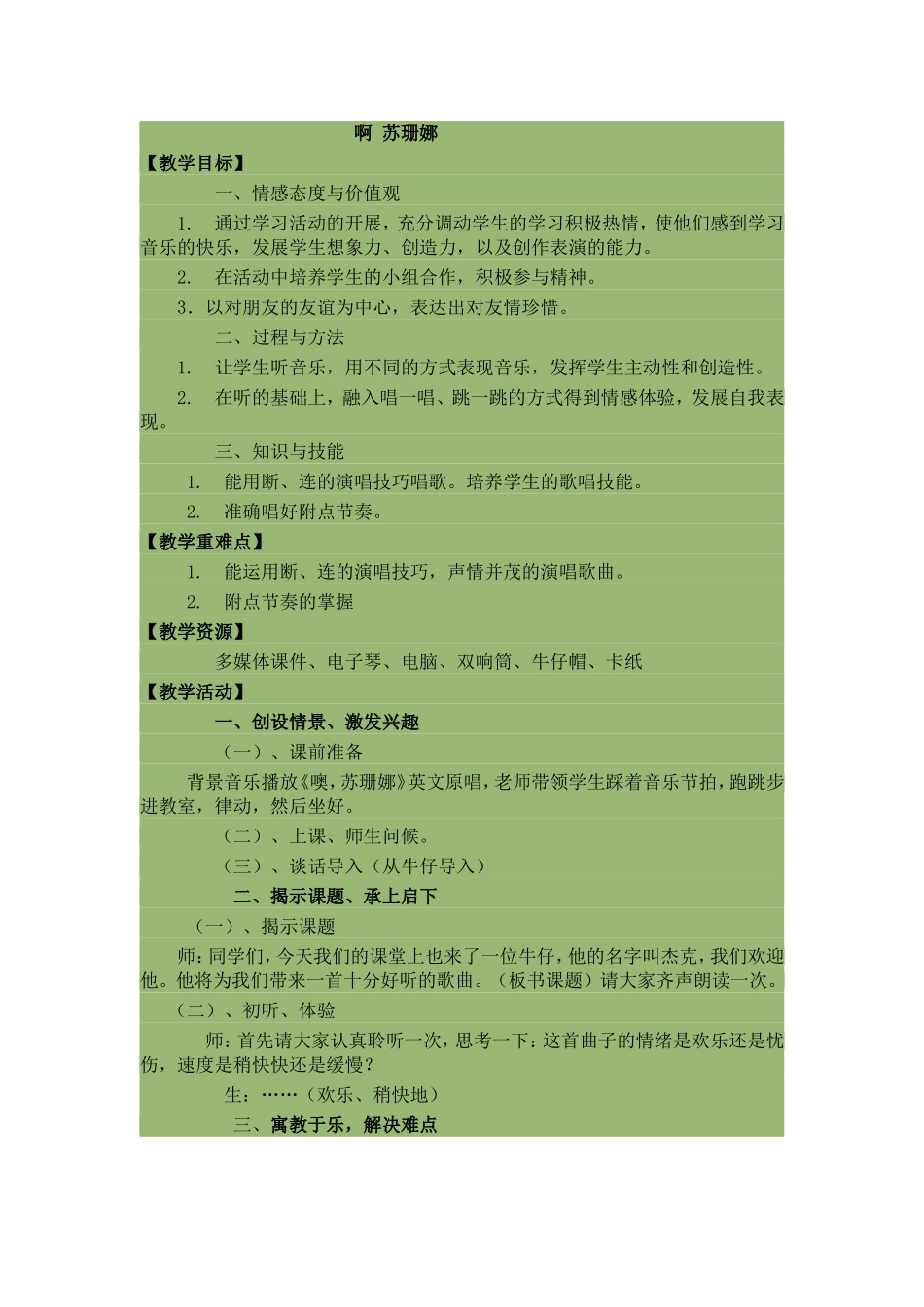 四年级音乐教案苏珊娜_第1页
