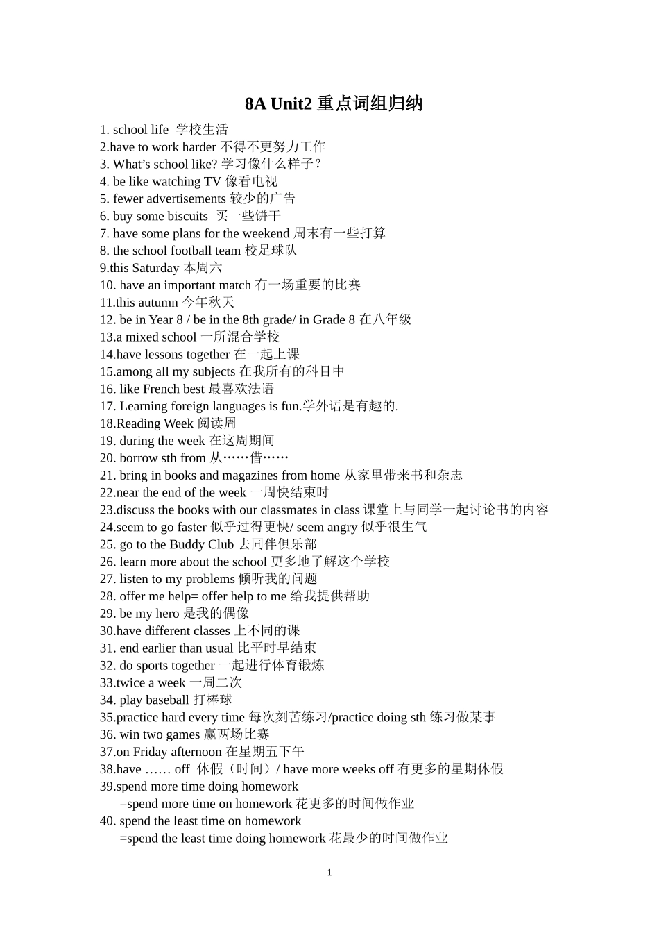 牛津英语8AUnit2词组_第1页