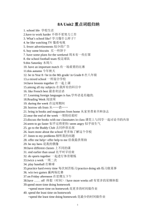 牛津英语8AUnit2词组
