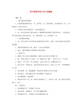 初中团委年度工作计划模板 