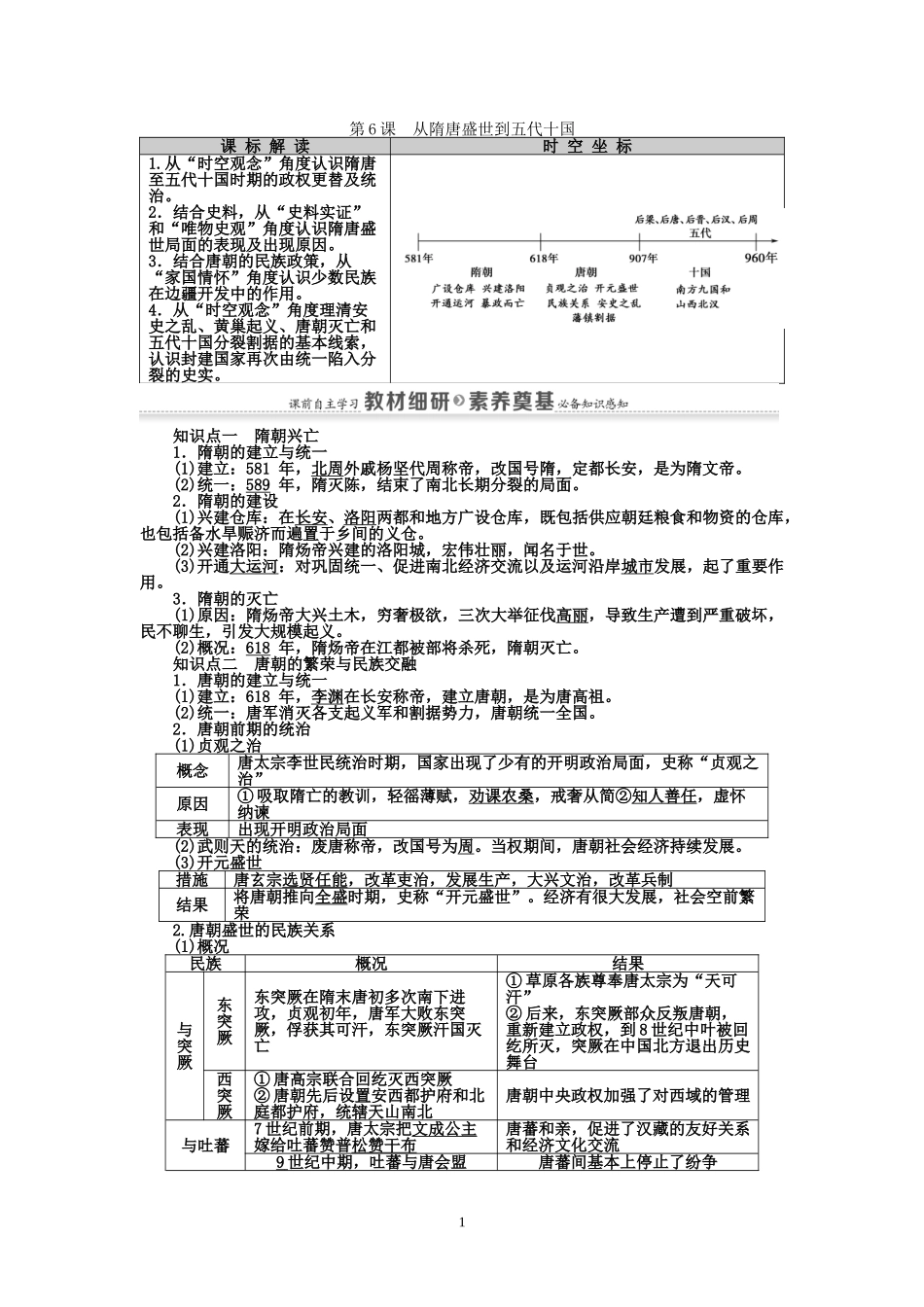 第6课　从隋唐盛世到五代十国讲义-【新教材】高中历史统编版（2019）中外纲要上_第1页