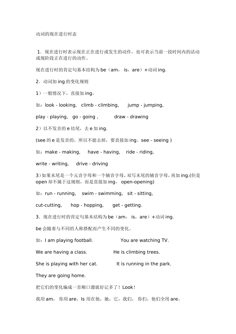 初中现在进行时语法+练习_第1页