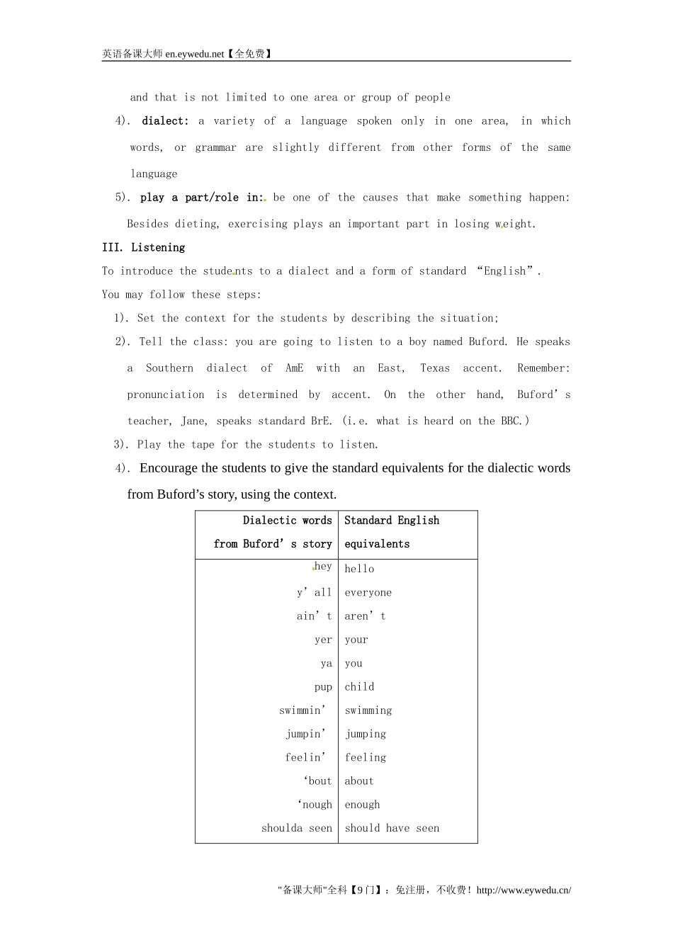 湖南省师范大学附属中学高中英语Unit2EnglishAroundtheWorldperiod3教案新人教版必修1_第2页
