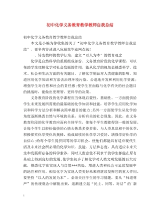 初中化学义务教育教学教师自我总结 