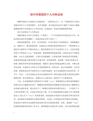 初中共青团员个人年终总结 