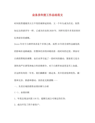 业务员年度工作总结范文2)
