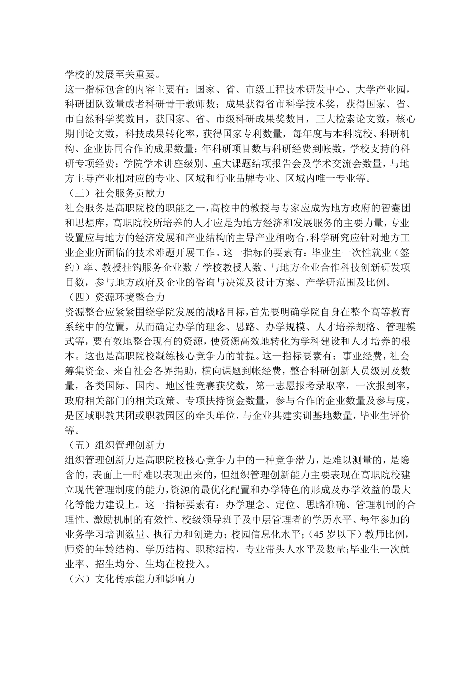 高职院校核心竞争力指标体系_第2页