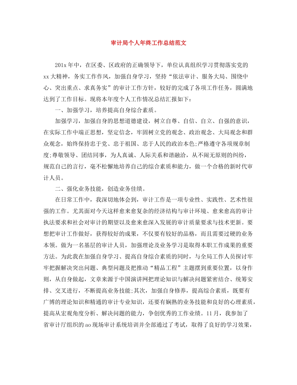 审计局个人年终工作总结范文_第1页