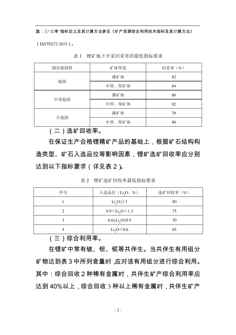 锂、锶、重晶石、石灰岩、菱镁矿和硼等矿产资源合理开发利用三率最低指标要求试行_第2页