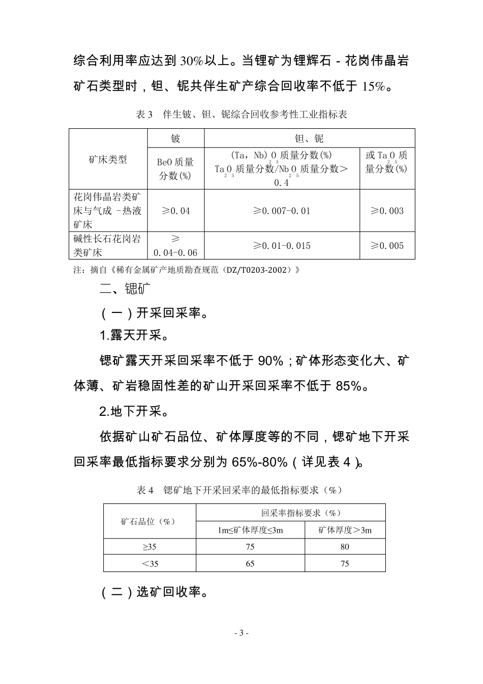 锂、锶、重晶石、石灰岩、菱镁矿和硼等矿产资源合理开发利用三率最低指标要求试行_第3页