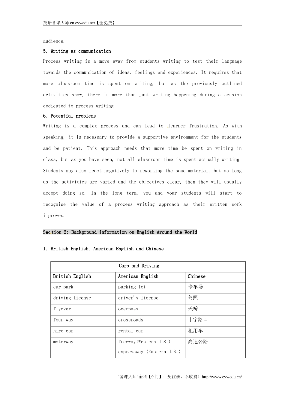 湖南省师范大学附属中学高中英语Unit2EnglishAroundtheWorldperiod4教案新人教版必修1_第3页