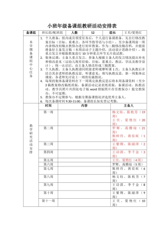 小班备课组登记表