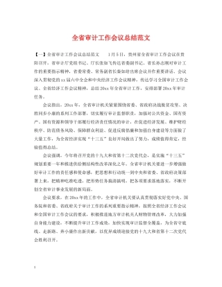 全省审计工作会议总结范文