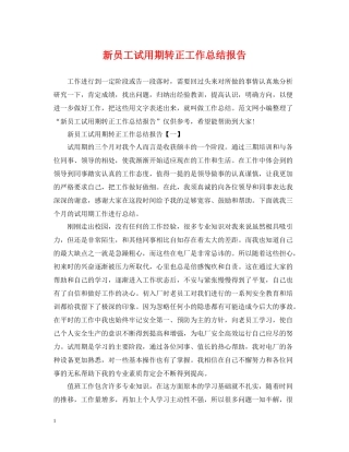 新员工试用期转正工作总结报告