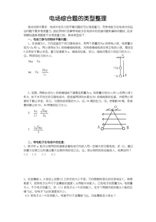 高中物理电场综合题的类型整理