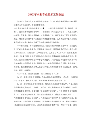 水利专业技术工作总结