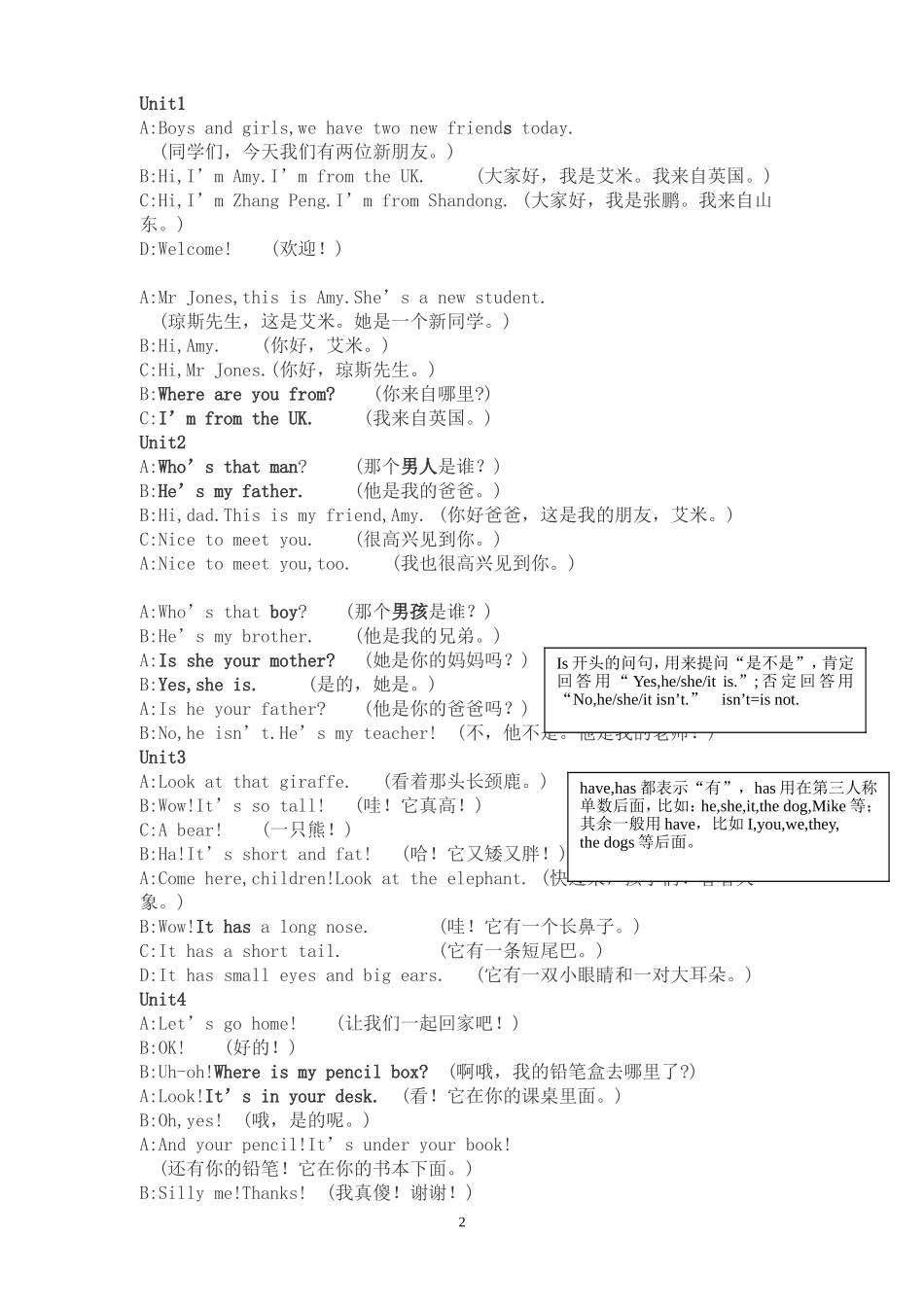 PEP小学英语三年级下册总复习资料_第2页