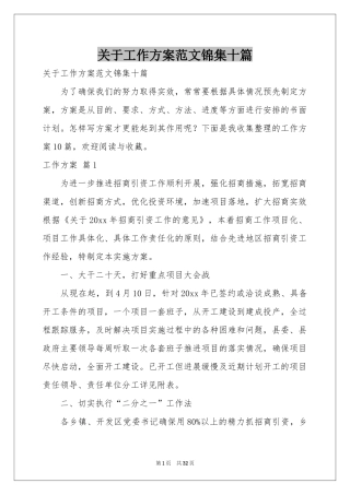 关于工作方案范本锦集十篇