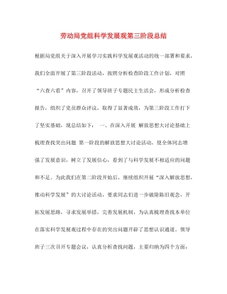 劳动局党组科学发展观第三阶段总结