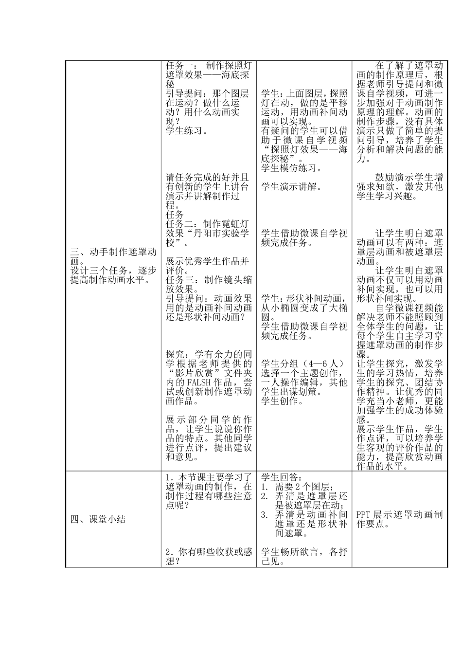 课堂教学设计表（遮罩动画）_第3页