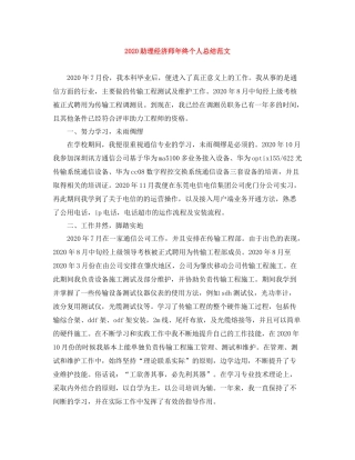 助理经济师年终个人总结范文