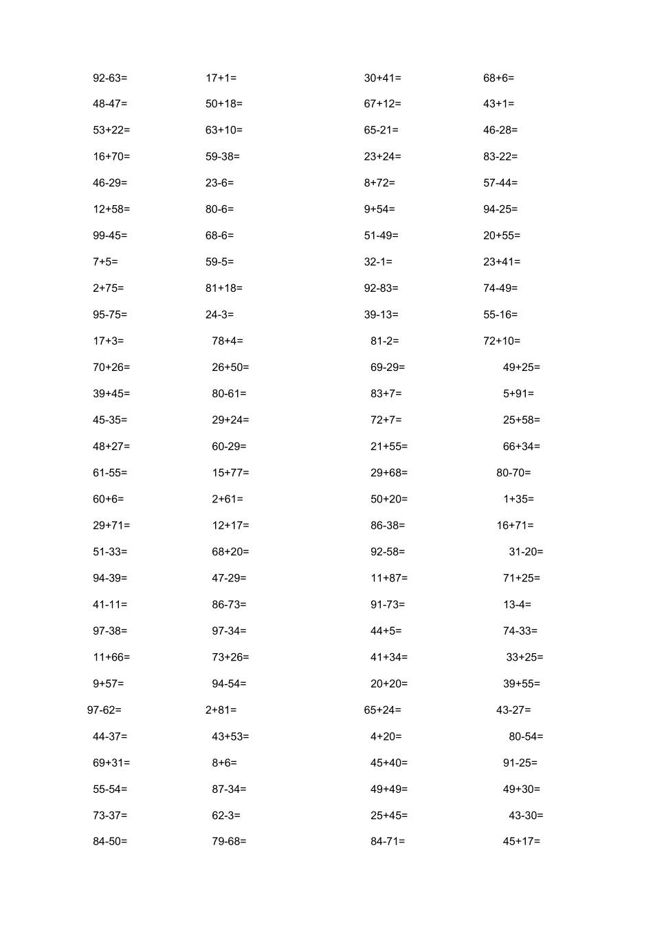 一年级口算1000道_第2页