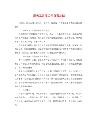 新员工月度工作自我总结