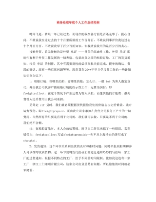 商务经理年底个人工作总结范例