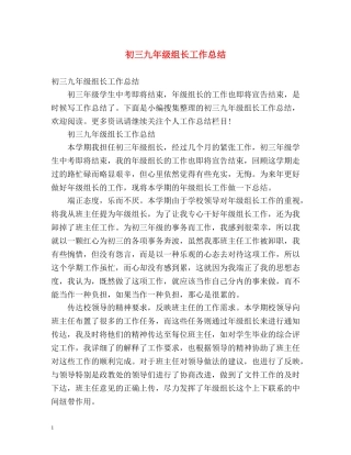 初三九年级组长工作总结 (2) 