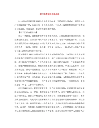 初三共青团员自我总结 