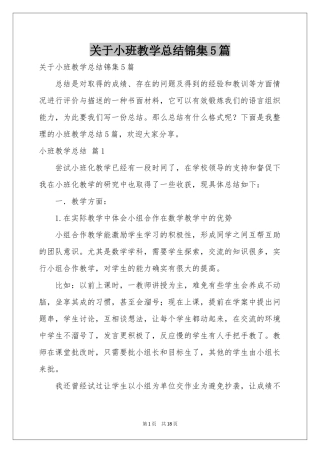 关于小班教学参考总结锦集5篇