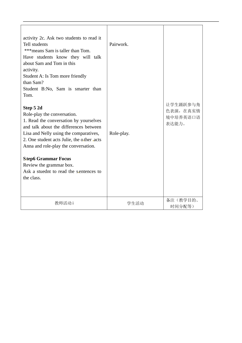 八年级英语教案：Unit3I’mmoreoutgoingthanmysister2_第2页