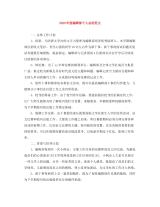 2020年度编辑部个人总结范文
