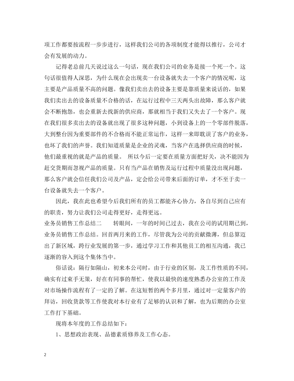 业务员销售工作总结_第2页