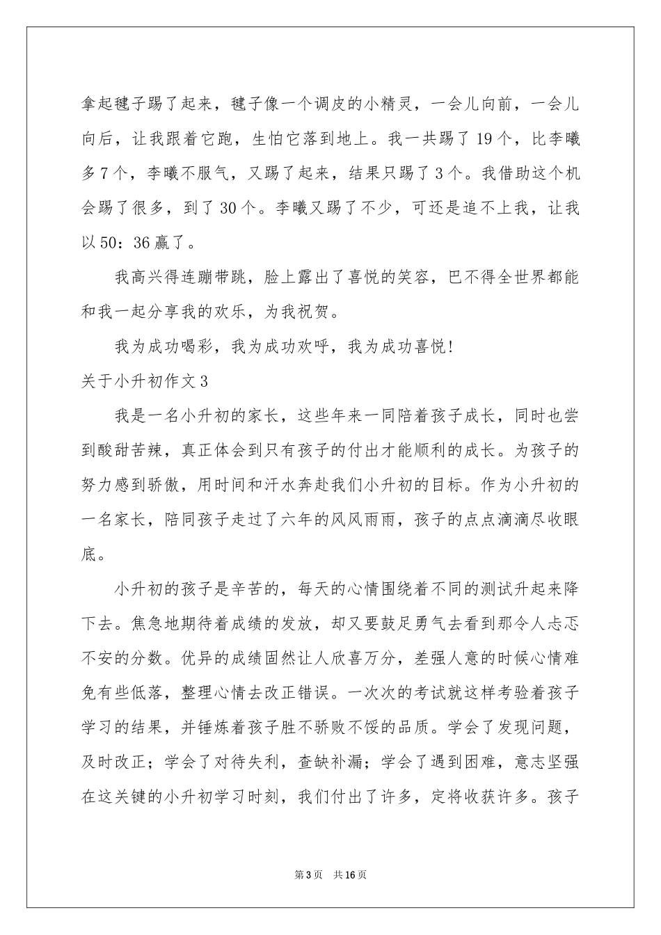 关于小升初作文15篇_第3页