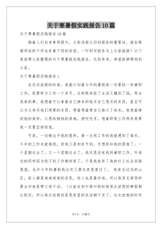关于寒暑假实践报告10篇