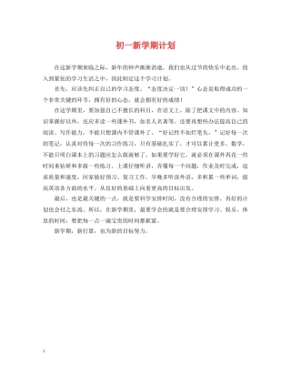 初一新学期计划 