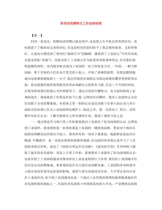 职员试用期转正工作总结结尾