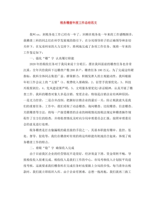 税务稽查年度工作总结范文