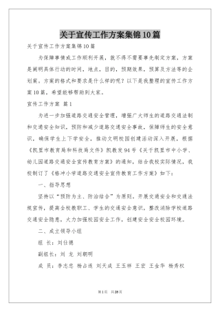 关于宣传工作方案集锦10篇