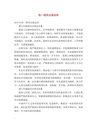 初一团员自我总结 