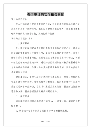 关于审计的实习报告5篇