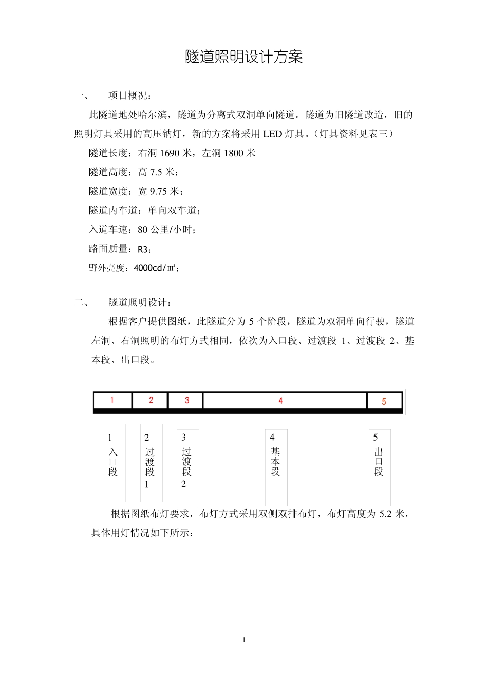 隧道照明设计方案_第1页