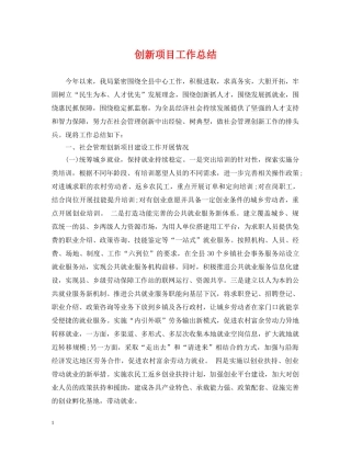 创新项目工作总结 