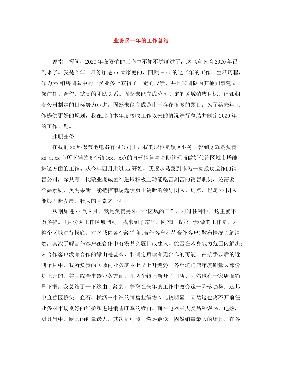 业务员一年的工作总结_第1页