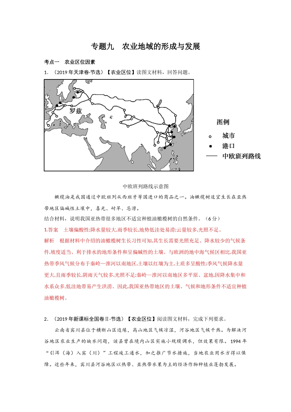 专题九农业地域的形成与发展_第1页