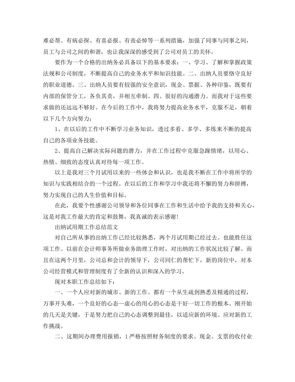 出纳试用期转正总结报告 _第2页