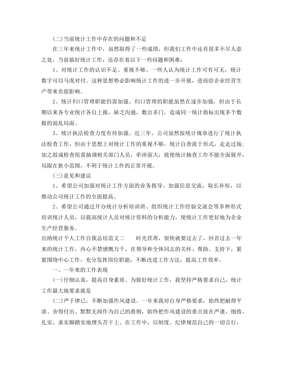 出纳统计个人工作自我总结范文 _第2页